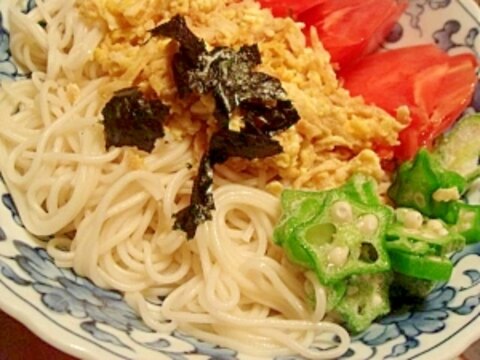 切り干し大根イリ卵のそうめん